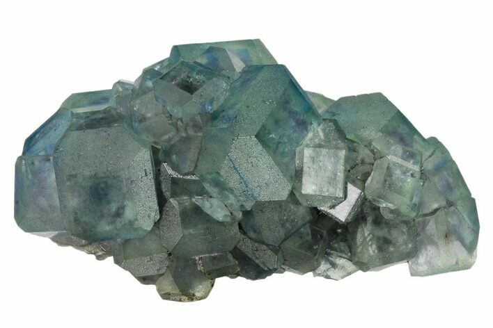 Blue-Green Cuboctahedral Fluorite Crystal Cluster - China #161794